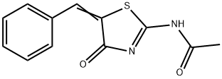 N-(5-benzylidene-4-oxo-1,3-thiazolidin-2-ylidene)acetamide Struktur