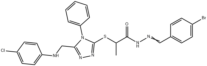 N'-(4-bromobenzylidene)-2-({5-[(4-chloroanilino)methyl]-4-phenyl-4H-1,2,4-triazol-3-yl}sulfanyl)propanohydrazide Struktur