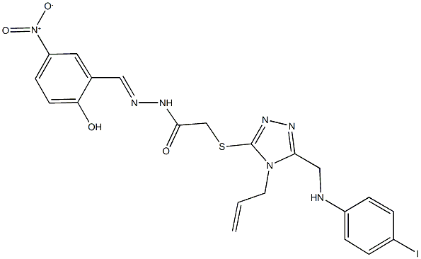 2-({4-allyl-5-[(4-iodoanilino)methyl]-4H-1,2,4-triazol-3-yl}sulfanyl)-N'-{2-hydroxy-5-nitrobenzylidene}acetohydrazide Struktur