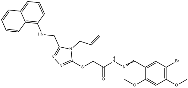 2-({4-allyl-5-[(1-naphthylamino)methyl]-4H-1,2,4-triazol-3-yl}sulfanyl)-N'-(5-bromo-2,4-dimethoxybenzylidene)acetohydrazide Struktur