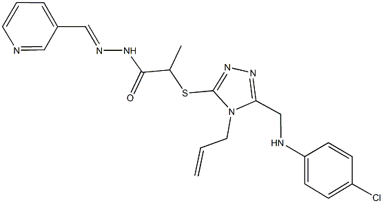 2-({4-allyl-5-[(4-chloroanilino)methyl]-4H-1,2,4-triazol-3-yl}sulfanyl)-N'-(3-pyridinylmethylene)propanohydrazide Struktur