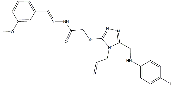 2-({4-allyl-5-[(4-iodoanilino)methyl]-4H-1,2,4-triazol-3-yl}sulfanyl)-N'-(3-methoxybenzylidene)acetohydrazide Struktur