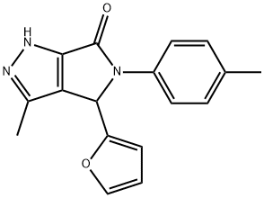 4-(2-furyl)-3-methyl-5-(4-methylphenyl)-4,5-dihydropyrrolo[3,4-c]pyrazol-6(1H)-one Struktur