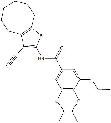 N-(3-cyano-4,5,6,7,8,9-hexahydrocycloocta[b]thien-2-yl)-3,4,5-triethoxybenzamide Struktur