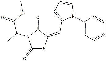 methyl 2-{2,4-dioxo-5-[(1-phenyl-1H-pyrrol-2-yl)methylene]-1,3-thiazolidin-3-yl}propanoate Struktur