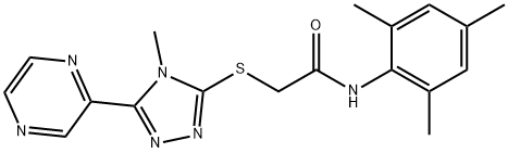 N-mesityl-2-{[4-methyl-5-(2-pyrazinyl)-4H-1,2,4-triazol-3-yl]sulfanyl}acetamide Struktur