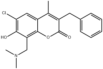 3-benzyl-6-chloro-8-[(dimethylamino)methyl]-7-hydroxy-4-methyl-2H-chromen-2-one Struktur