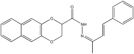 N'-(1-methyl-3-phenyl-2-propenylidene)-2,3-dihydronaphtho[2,3-b][1,4]dioxine-2-carbohydrazide Struktur