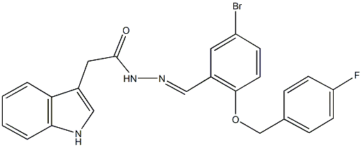 N'-{5-bromo-2-[(4-fluorobenzyl)oxy]benzylidene}-2-(1H-indol-3-yl)acetohydrazide Struktur