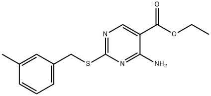 ethyl4-amino-2-[(3-methylbenzyl)thio]-5-pyrimidinecarboxylate Struktur