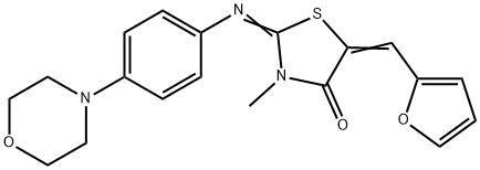 5-(2-furylmethylene)-3-methyl-2-{[4-(4-morpholinyl)phenyl]imino}-1,3-thiazolidin-4-one Struktur