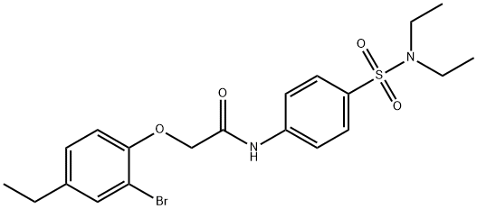 2-(2-bromo-4-ethylphenoxy)-N-{4-[(diethylamino)sulfonyl]phenyl}acetamide Struktur