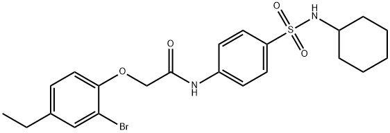 2-(2-bromo-4-ethylphenoxy)-N-{4-[(cyclohexylamino)sulfonyl]phenyl}acetamide Struktur