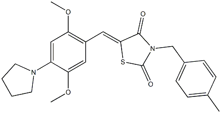 5-[2,5-dimethoxy-4-(1-pyrrolidinyl)benzylidene]-3-(4-methylbenzyl)-1,3-thiazolidine-2,4-dione Struktur