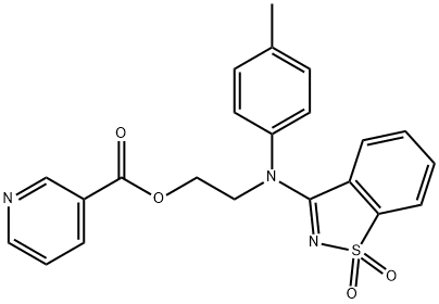 2-[(1,1-dioxido-1,2-benzisothiazol-3-yl)-4-methylanilino]ethyl nicotinate Struktur