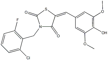 3-(2-chloro-6-fluorobenzyl)-5-(4-hydroxy-3,5-dimethoxybenzylidene)-1,3-thiazolidine-2,4-dione Struktur