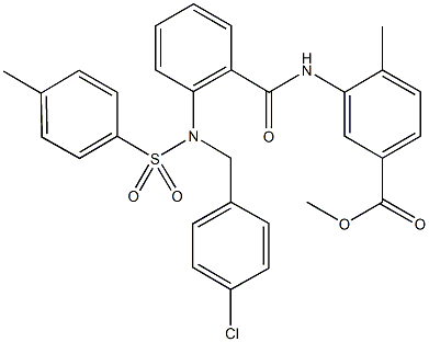 methyl 3-[(2-{(4-chlorobenzyl)[(4-methylphenyl)sulfonyl]amino}benzoyl)amino]-4-methylbenzoate Struktur