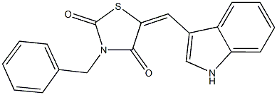 3-benzyl-5-(1H-indol-3-ylmethylene)-1,3-thiazolidine-2,4-dione Struktur