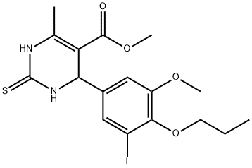 methyl 6-(3-iodo-5-methoxy-4-propoxyphenyl)-4-methyl-2-sulfanyl-1,6-dihydropyrimidine-5-carboxylate Struktur