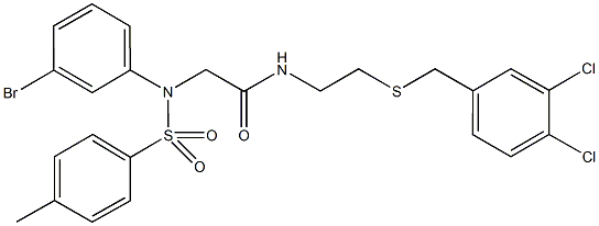 2-{3-bromo[(4-methylphenyl)sulfonyl]anilino}-N-{2-[(3,4-dichlorobenzyl)sulfanyl]ethyl}acetamide Struktur