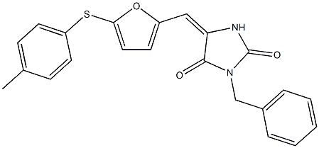 3-benzyl-5-({5-[(4-methylphenyl)sulfanyl]-2-furyl}methylene)-2,4-imidazolidinedione Struktur