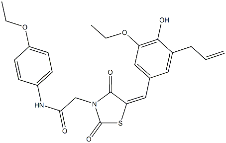 2-[5-(3-allyl-5-ethoxy-4-hydroxybenzylidene)-2,4-dioxo-1,3-thiazolidin-3-yl]-N-(4-ethoxyphenyl)acetamide Struktur