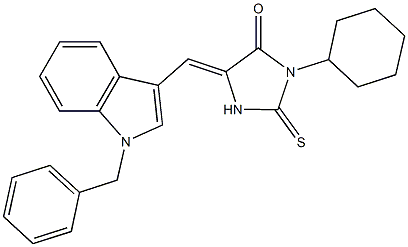 5-[(1-benzyl-1H-indol-3-yl)methylene]-3-cyclohexyl-2-thioxo-4-imidazolidinone Struktur