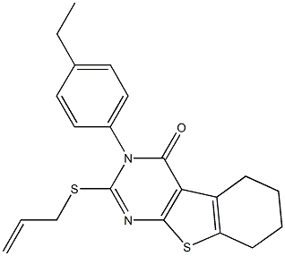 2-(allylsulfanyl)-3-(4-ethylphenyl)-5,6,7,8-tetrahydro[1]benzothieno[2,3-d]pyrimidin-4(3H)-one Struktur