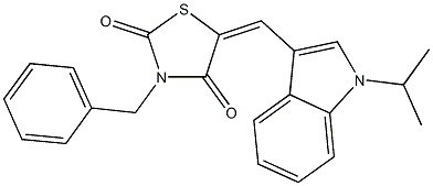 3-benzyl-5-[(1-isopropyl-1H-indol-3-yl)methylene]-1,3-thiazolidine-2,4-dione Struktur