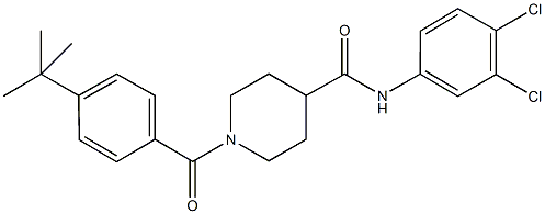 1-(4-tert-butylbenzoyl)-N-(3,4-dichlorophenyl)piperidine-4-carboxamide Struktur