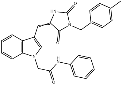 2-(3-{[1-(4-methylbenzyl)-2,5-dioxo-4-imidazolidinylidene]methyl}-1H-indol-1-yl)-N-phenylacetamide Struktur