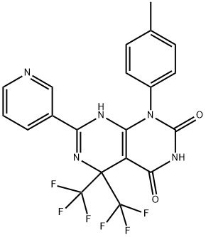 1-(4-methylphenyl)-7-(3-pyridinyl)-5,5-bis(trifluoromethyl)-5,8-dihydropyrimido[4,5-d]pyrimidine-2,4(1H,3H)-dione Struktur