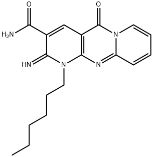 1-hexyl-2-imino-5-oxo-1,5-dihydro-2H-dipyrido[1,2-a:2,3-d]pyrimidine-3-carboxamide Struktur