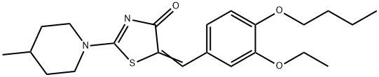 5-(4-butoxy-3-ethoxybenzylidene)-2-(4-methylpiperidin-1-yl)-1,3-thiazol-4(5H)-one Struktur