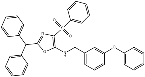 N-[2-benzhydryl-4-(phenylsulfonyl)-1,3-oxazol-5-yl]-N-(3-phenoxybenzyl)amine Struktur