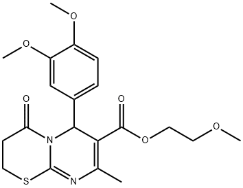 2-methoxyethyl 6-(3,4-dimethoxyphenyl)-8-methyl-4-oxo-3,4-dihydro-2H,6H-pyrimido[2,1-b][1,3]thiazine-7-carboxylate Struktur