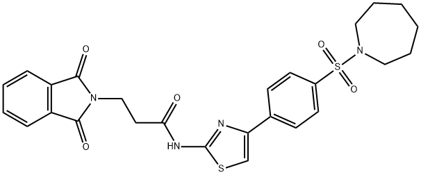 N-{4-[4-(1-azepanylsulfonyl)phenyl]-1,3-thiazol-2-yl}-3-(1,3-dioxo-1,3-dihydro-2H-isoindol-2-yl)propanamide Struktur