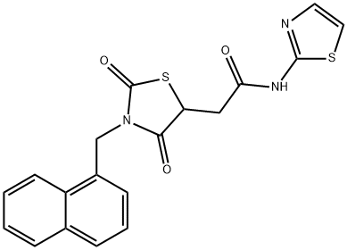 2-[3-(1-naphthylmethyl)-2,4-dioxo-1,3-thiazolidin-5-yl]-N-(1,3-thiazol-2-yl)acetamide Struktur