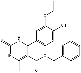 benzyl 4-(3-ethoxy-4-hydroxyphenyl)-6-methyl-2-thioxo-1,2,3,4-tetrahydro-5-pyrimidinecarboxylate Struktur