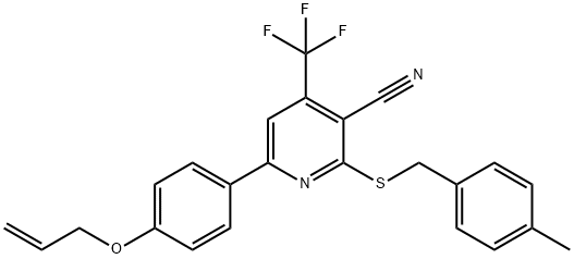 6-[4-(allyloxy)phenyl]-2-[(4-methylbenzyl)sulfanyl]-4-(trifluoromethyl)nicotinonitrile Struktur