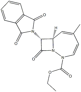 ethyl (7R,8R)-8-(1,3-dioxo-1,3-dihydro-2H-isoindol-2-yl)-5-methyl-9-oxo-1,2-diazabicyclo[5.2.0]nona-3,5-diene-2-carboxylate Struktur