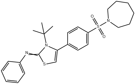 N-(4-[4-(1-azepanylsulfonyl)phenyl]-3-tert-butyl-1,3-thiazol-2(3H)-ylidene)-N-phenylamine Struktur