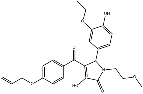 4-[4-(allyloxy)benzoyl]-5-(3-ethoxy-4-hydroxyphenyl)-3-hydroxy-1-(2-methoxyethyl)-1,5-dihydro-2H-pyrrol-2-one Struktur