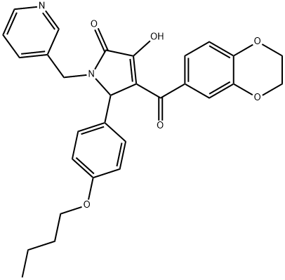 5-(4-butoxyphenyl)-4-(2,3-dihydro-1,4-benzodioxin-6-ylcarbonyl)-3-hydroxy-1-(3-pyridinylmethyl)-1,5-dihydro-2H-pyrrol-2-one Struktur