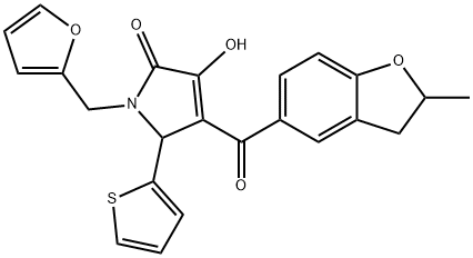 1-(2-furylmethyl)-3-hydroxy-4-[(2-methyl-2,3-dihydro-1-benzofuran-5-yl)carbonyl]-5-(2-thienyl)-1,5-dihydro-2H-pyrrol-2-one Struktur