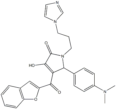 4-(1-benzofuran-2-ylcarbonyl)-5-[4-(dimethylamino)phenyl]-3-hydroxy-1-[3-(1H-imidazol-1-yl)propyl]-1,5-dihydro-2H-pyrrol-2-one Struktur