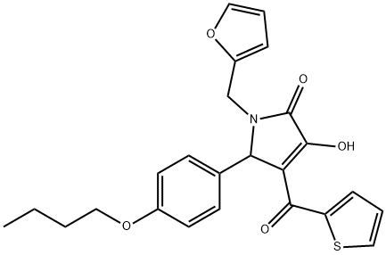 5-(4-butoxyphenyl)-1-(2-furylmethyl)-3-hydroxy-4-(2-thienylcarbonyl)-1,5-dihydro-2H-pyrrol-2-one Struktur