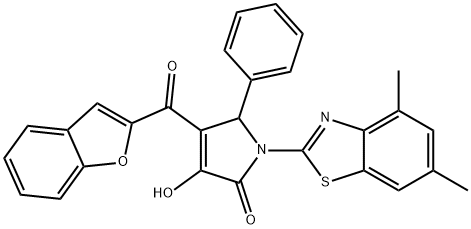 4-(1-benzofuran-2-ylcarbonyl)-1-(4,6-dimethyl-1,3-benzothiazol-2-yl)-3-hydroxy-5-phenyl-1,5-dihydro-2H-pyrrol-2-one Struktur