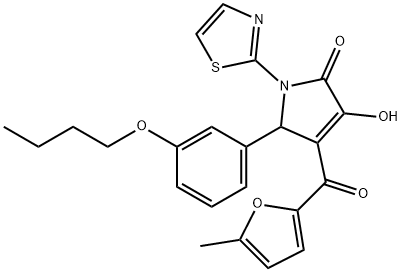 5-(3-butoxyphenyl)-3-hydroxy-4-(5-methyl-2-furoyl)-1-(1,3-thiazol-2-yl)-1,5-dihydro-2H-pyrrol-2-one Struktur