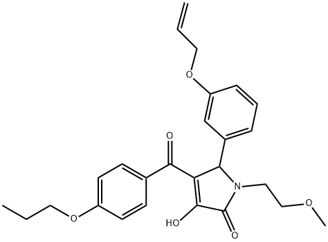 5-[3-(allyloxy)phenyl]-3-hydroxy-1-(2-methoxyethyl)-4-(4-propoxybenzoyl)-1,5-dihydro-2H-pyrrol-2-one Struktur